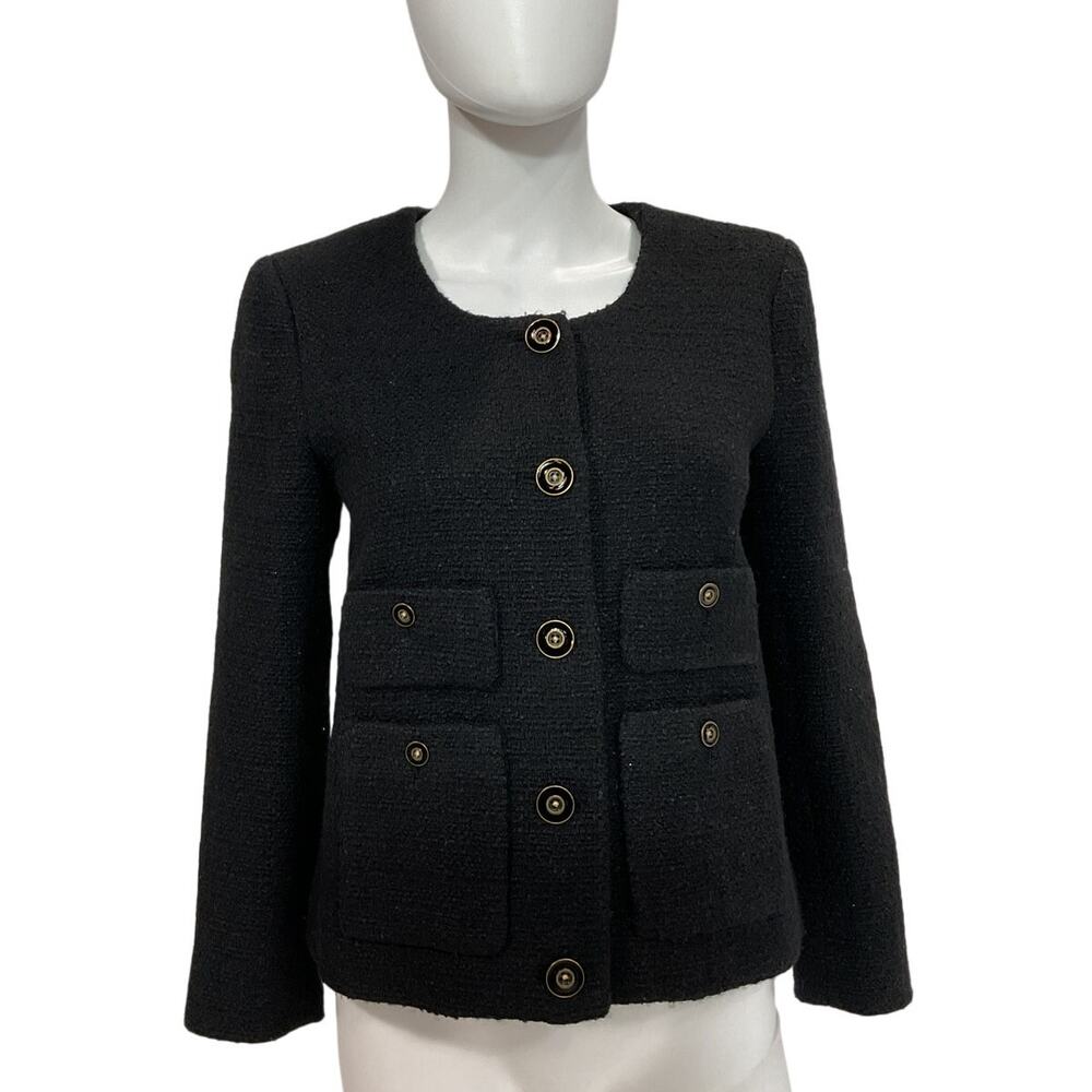 J.Crew Textured Black Lady Jacket Size 4 - Picture 2 of 5